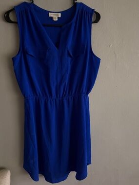 Monteau Cobalt Blue Sleeveless V-Neck Mini Dress